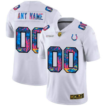 Men's Indianapolis Colts Customized 2020 White Crucial Catch Limited Stitched Jersey